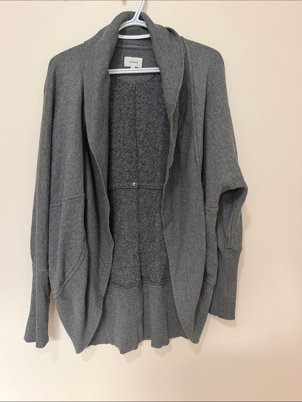 Wilfred Gray Open-Front Draped Knit Cardigan